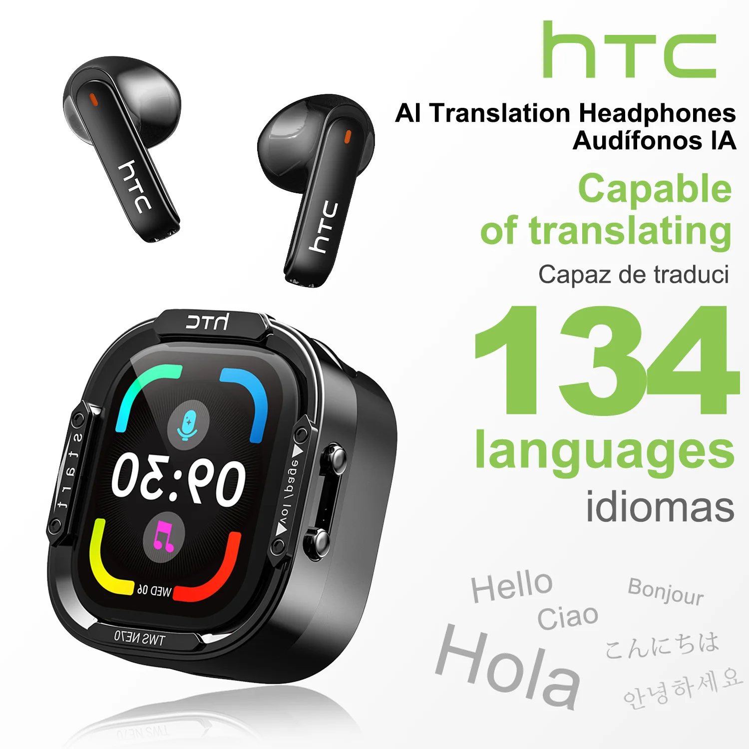 HTC NE70 Bluetooth 6.0 Earbuds – Touchscreen Case & AI Translator - Image 8