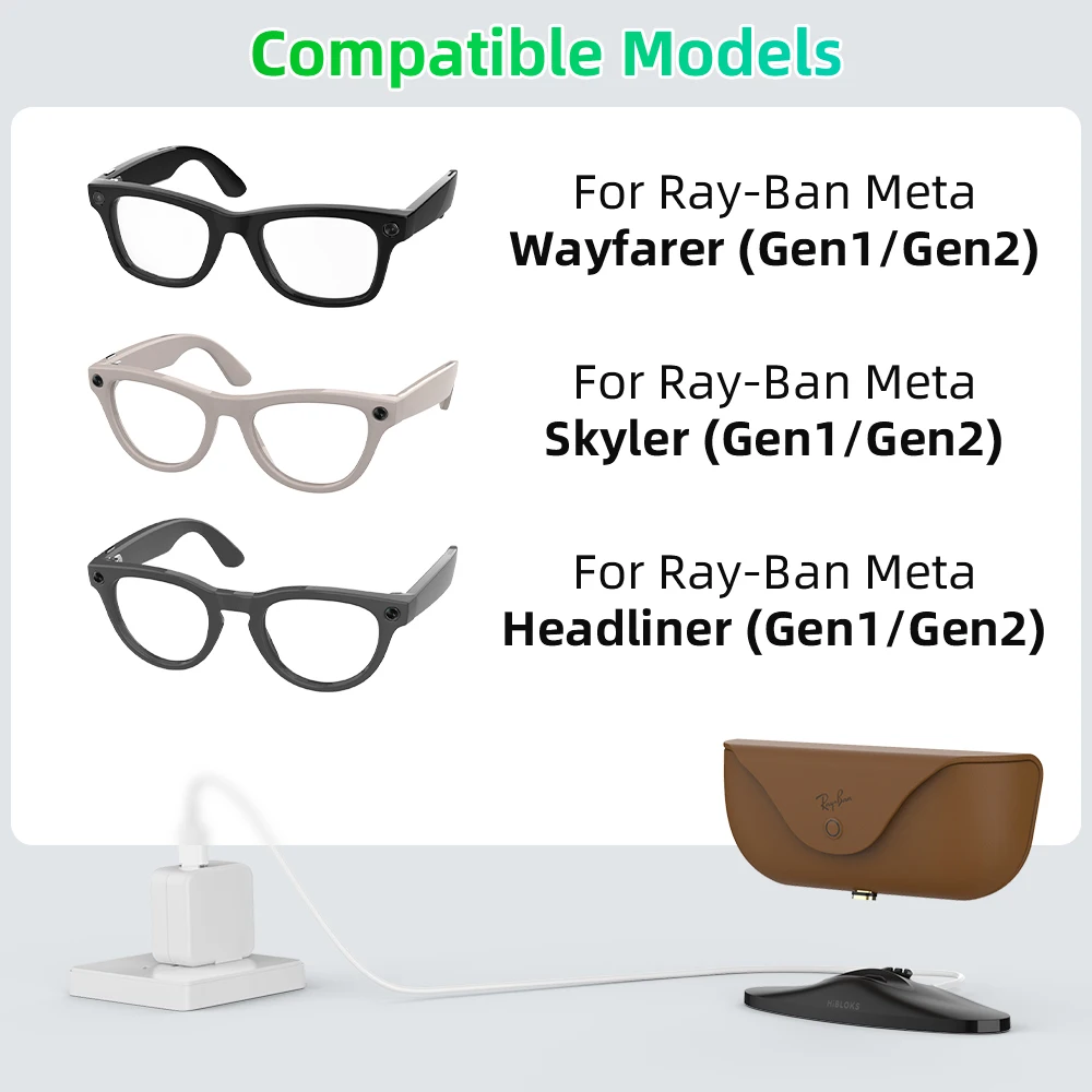 Hibloks Magnetic Charging Stand for Ray-Ban Meta Case (Gen 1 & 2) - Image 6