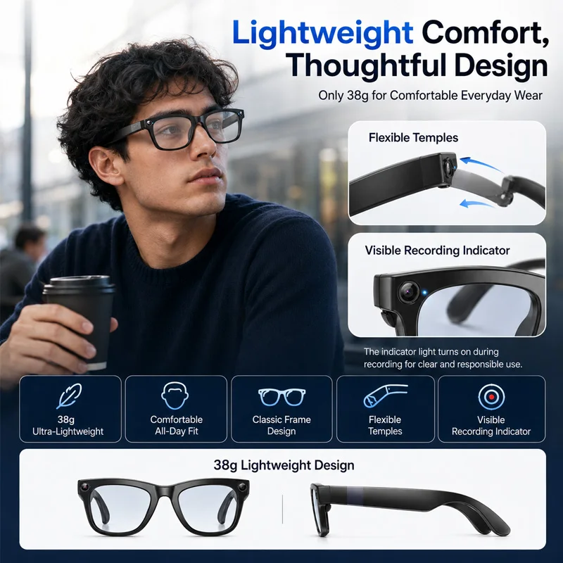 AIGLASSZ Vision V62 – AI Translation Smart Glasses, 2MP Camera, Wi-Fi Photo & Video - Image 6