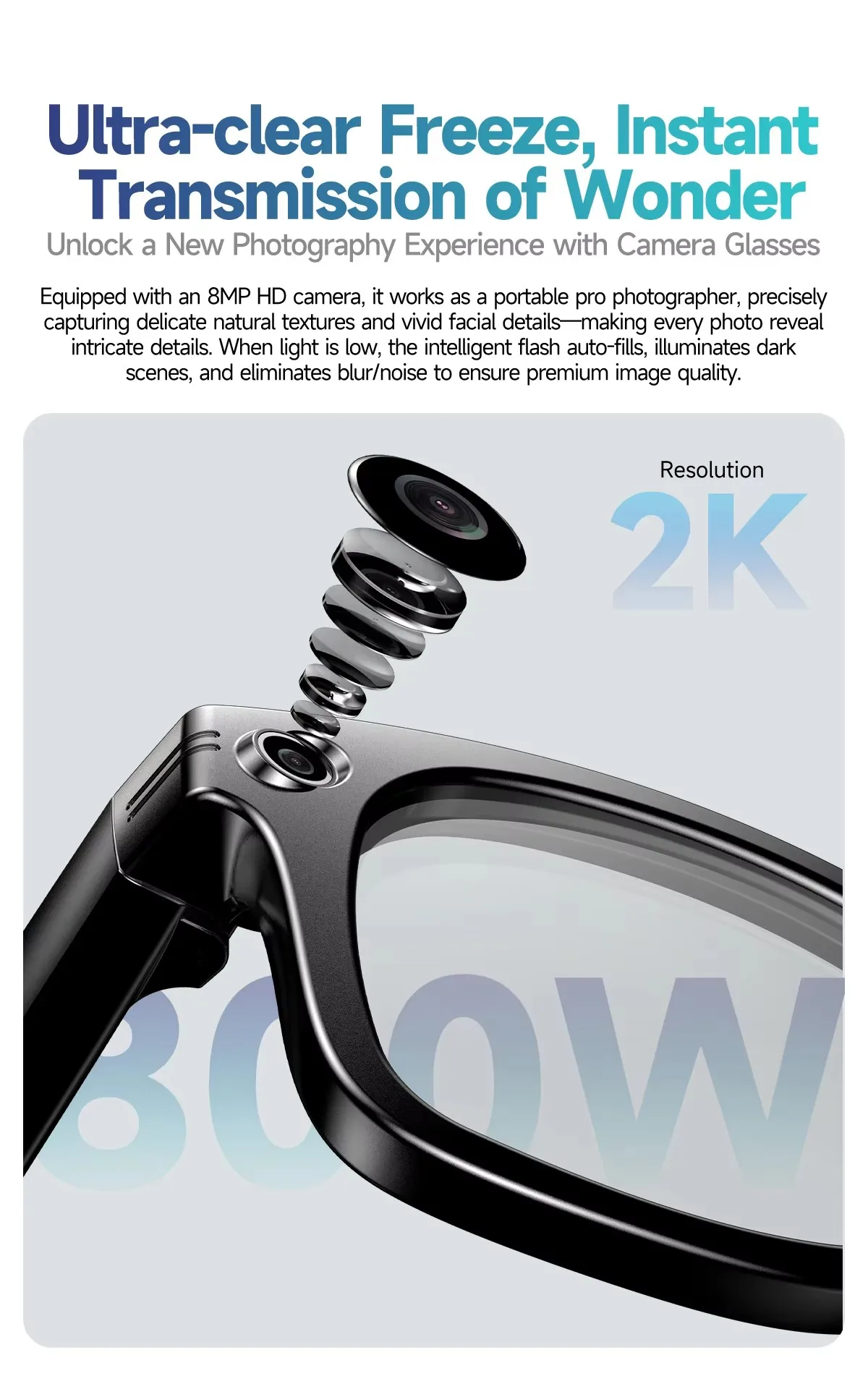 W610 Smart Sunglasses – 8MP Camera, Wi-Fi Touch Control & AI Translation - Image 3