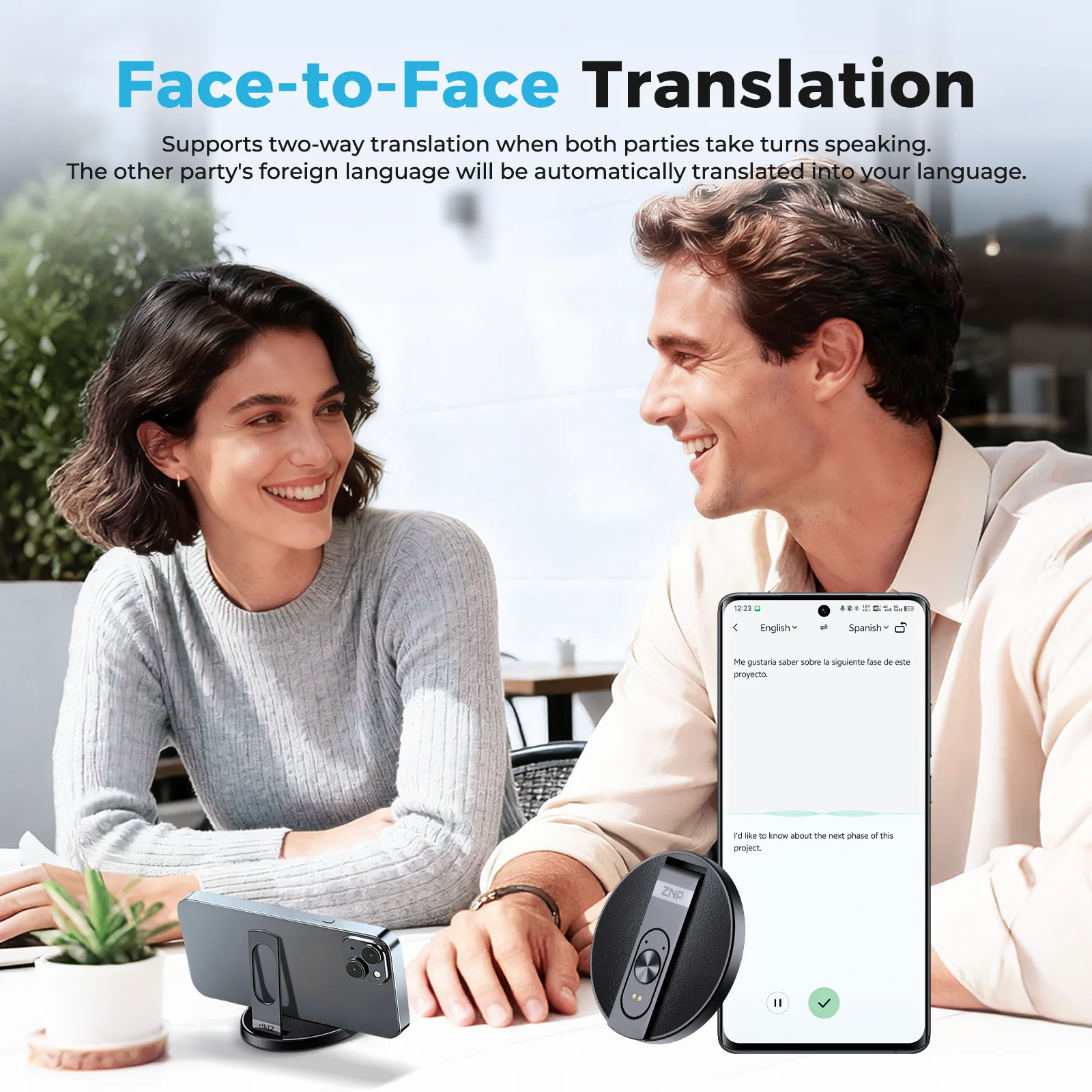 ZNP Ultra-Thin AI Voice Translator – Magnetic Foldable Phone Stand - Image 4