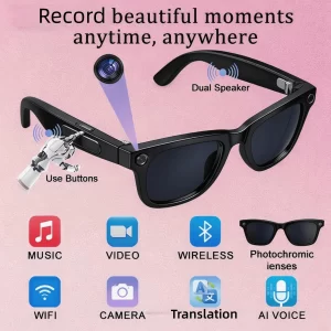 AIGLASSZ Vision V02 – 4K AI Camera Glasses, Translation, Object Recognition & Open