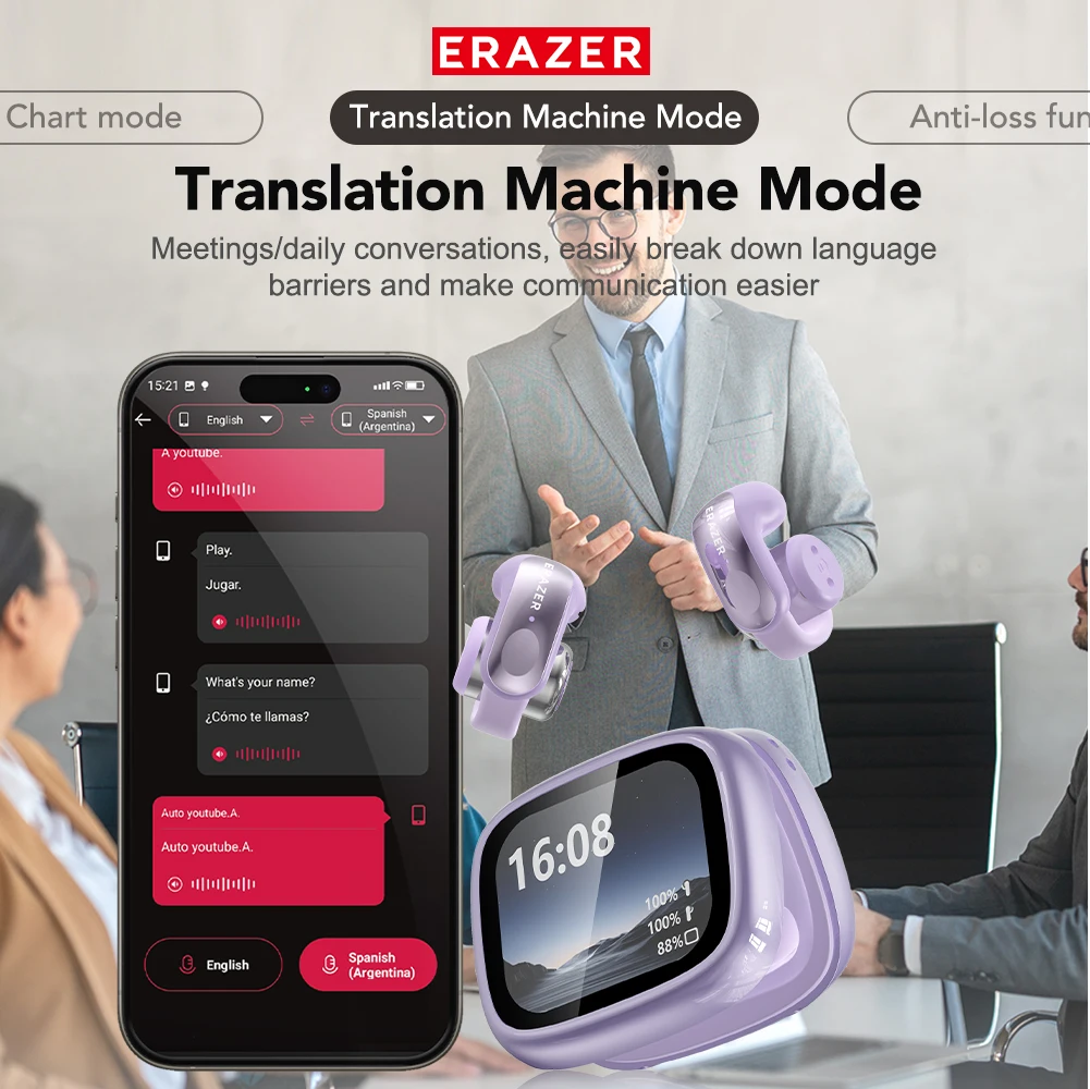 Erazer XF28 Bluetooth 6.0 Open-Ear Translation Earbuds - Image 6