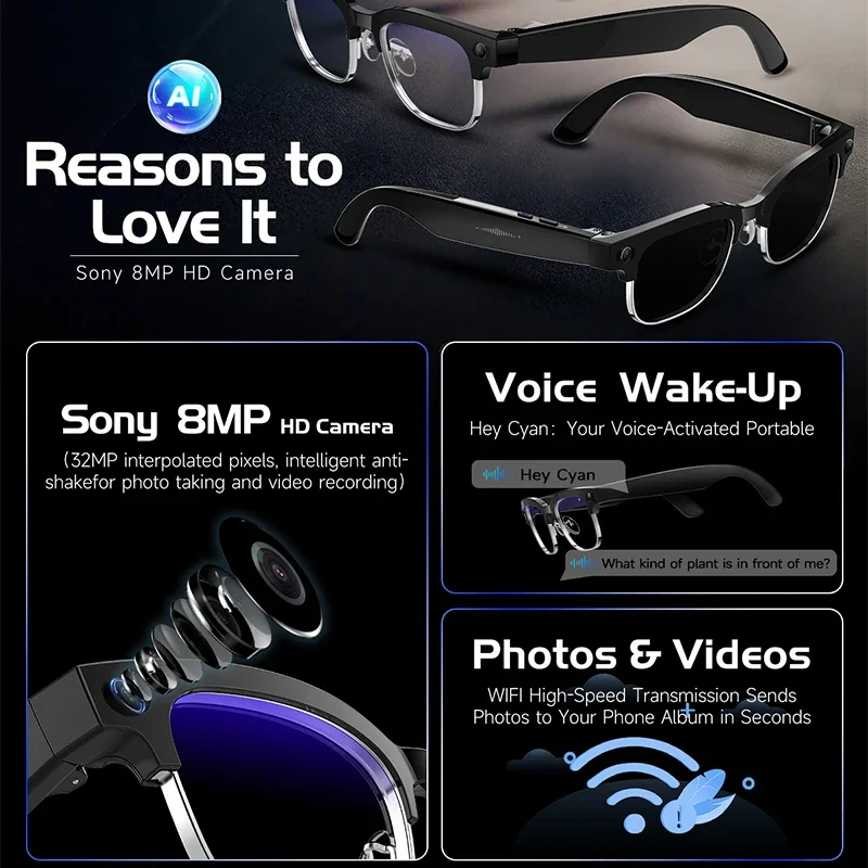 W630 Smart Glasses – 8MP OIS Camera, Voice Wake-Up & Calls - Image 3