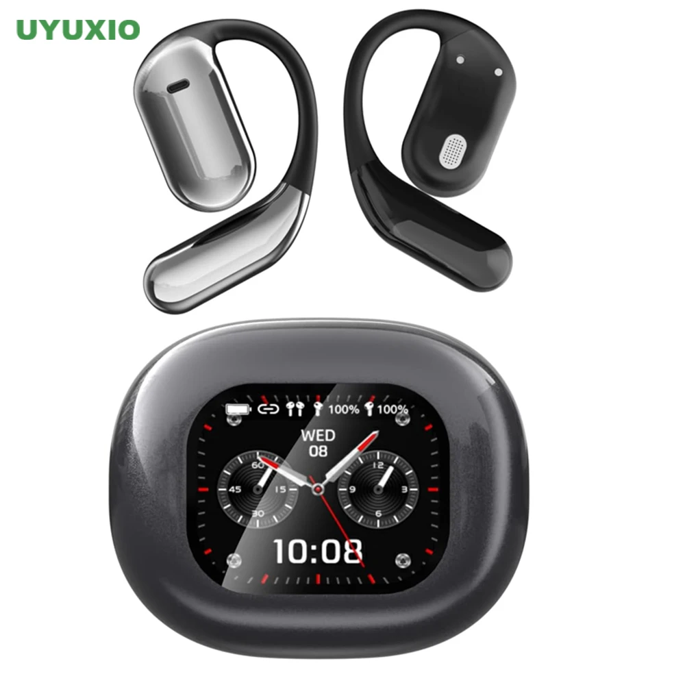 Uyuxio Open-Ear AI Translation Earbuds – 144 Languages, LCD Screen