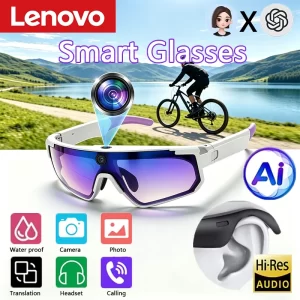 Lenovo 16MP 8K Anti-Shake Camera Cycling Sunglasses – 32GB Windproof