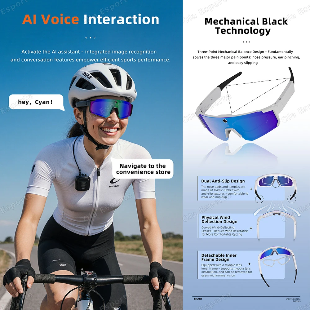 AIGLASSZ Vision V37 – HD Video Action Camera Sunglasses for Cycling & Motorcycling - Image 6