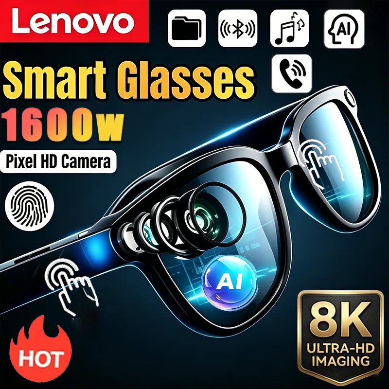 Lenovo AI Camera Glasses – 8K Photo, Bluetooth 5.4 & Remote Control