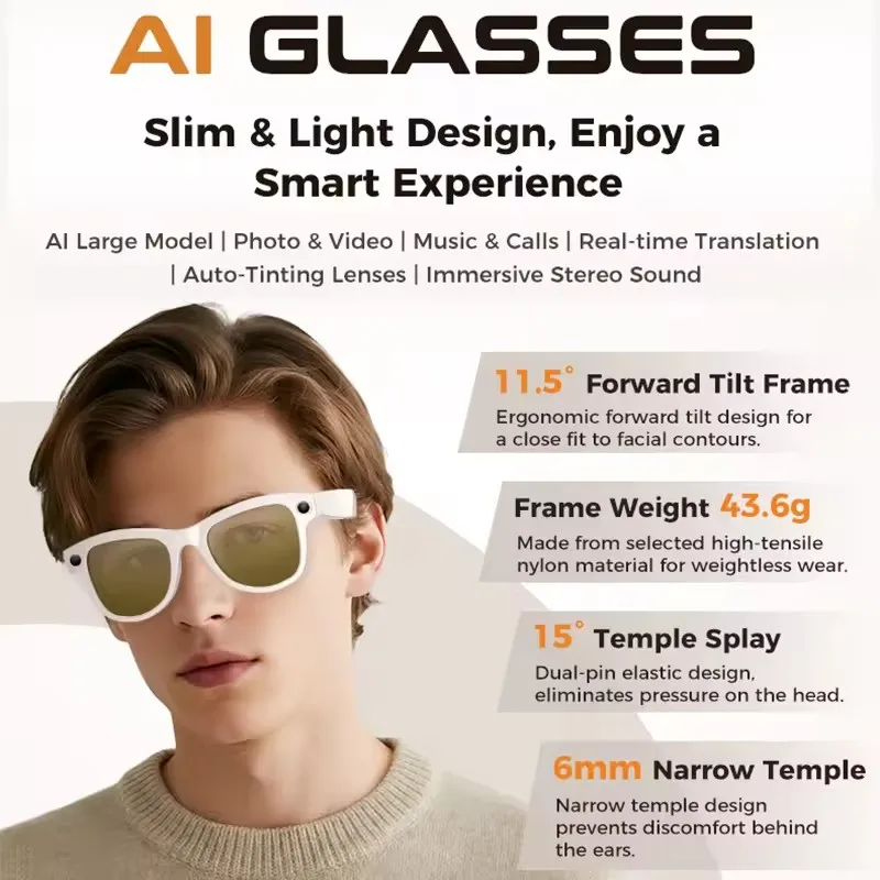 AIGLASSZ Vision V82 – AI Smart Glasses, 1080P Video, 3600mAh Case & 120-Language Translation - Image 5