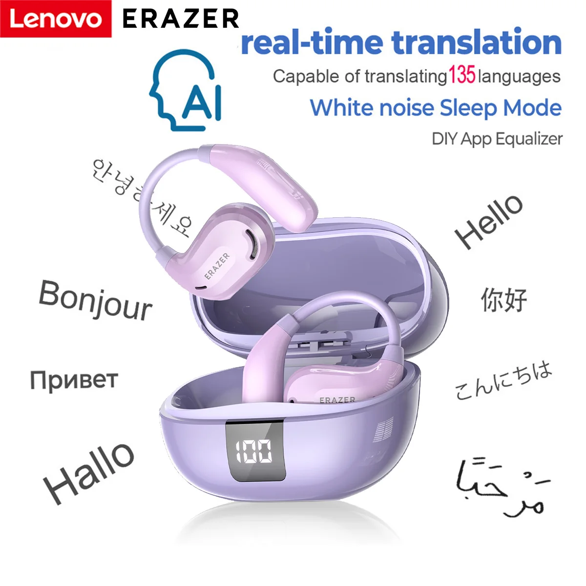 Erazer XT66 Pro AI Translator Earbuds – 13-Hour Battery, LED Display - Image 14