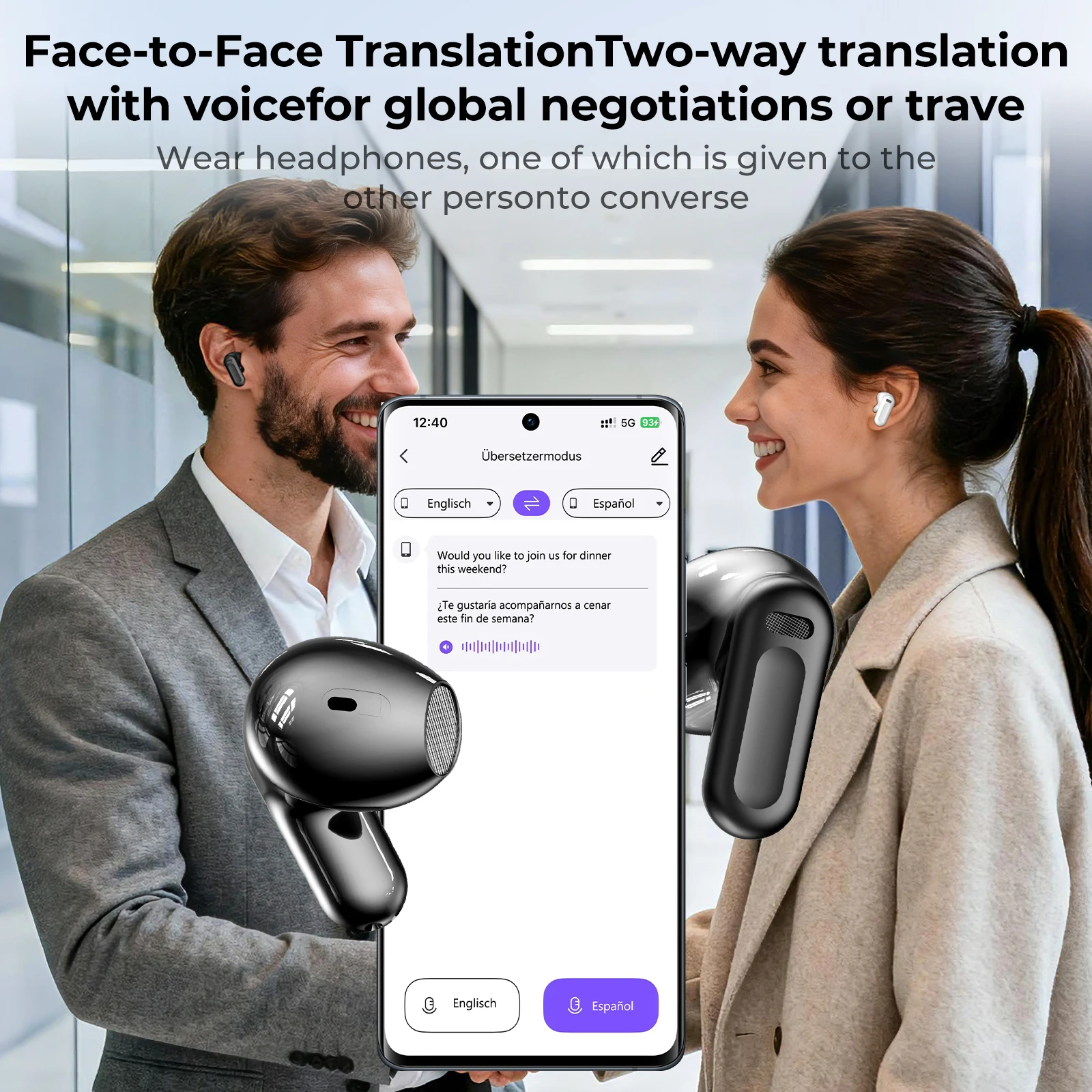 HTC NE20 AI Translation Earbuds – ANC, Touch Screen, 135 Languages - Image 6