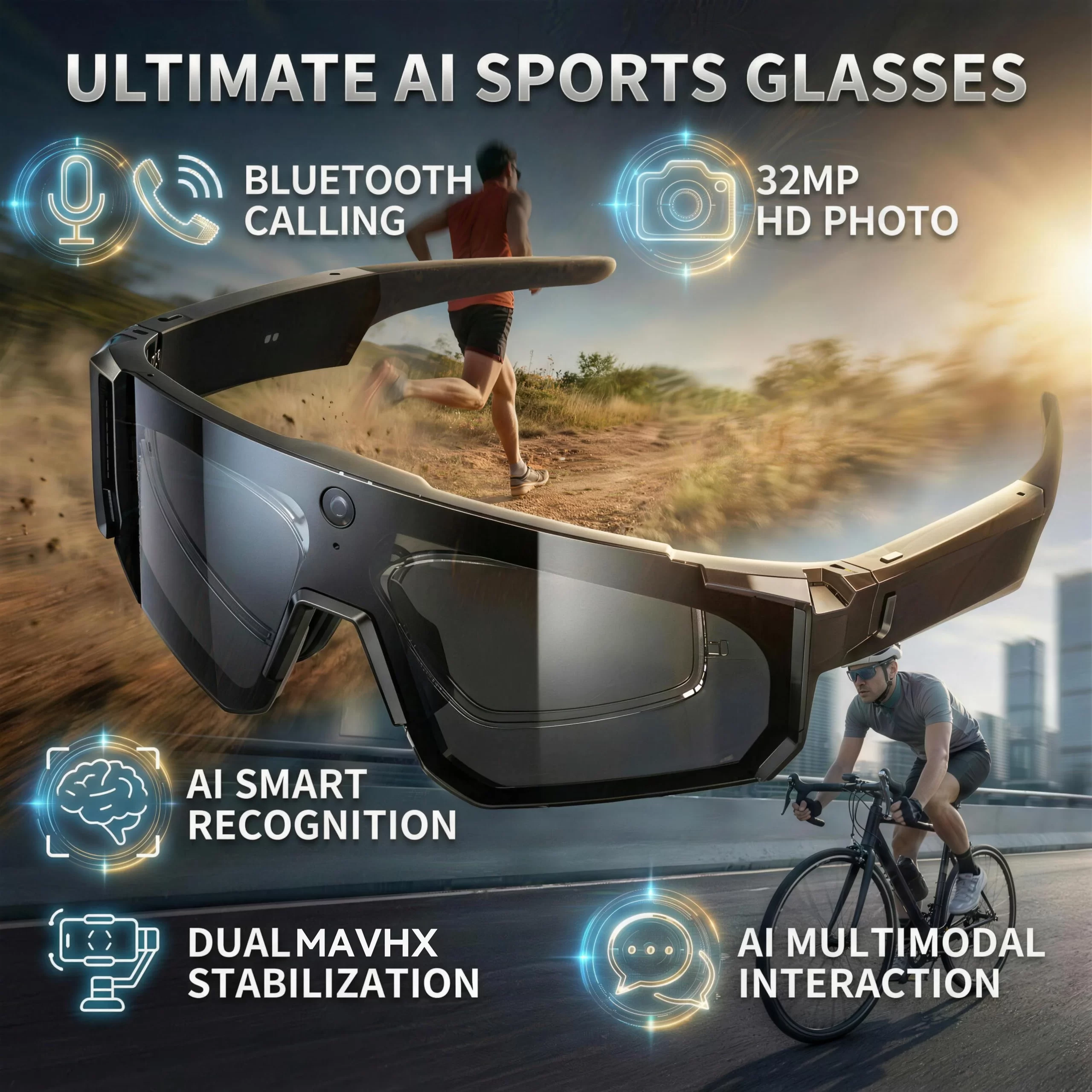 AIGLASSZ Vision V25 – 8MP AI Camera Cycling Goggles, HD Anti-Shake Windproof Glasses - Image 7