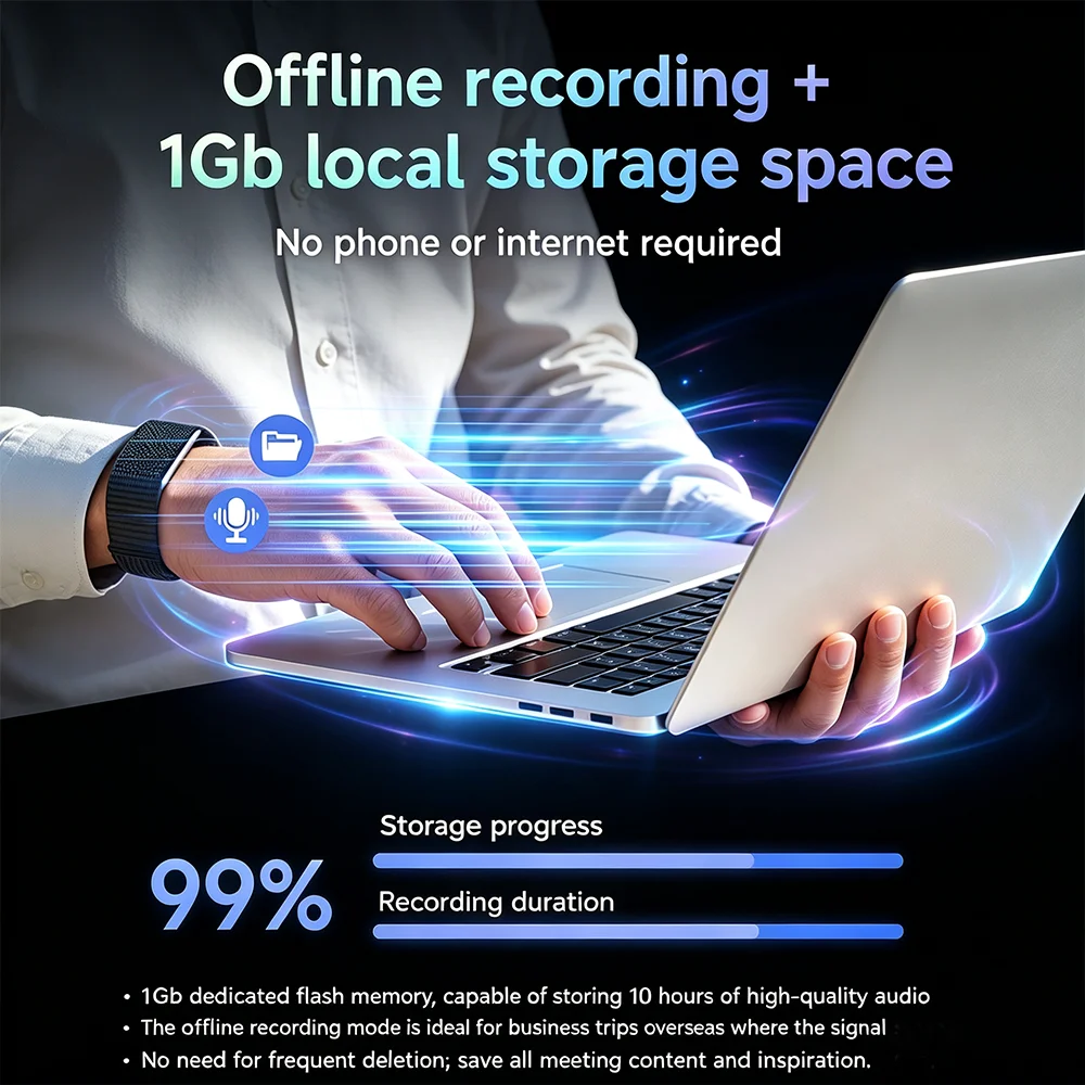 AIGLASSZ Note N17 – AI Recording Smart Band, Meeting Transcription in 79 Languages - Image 2