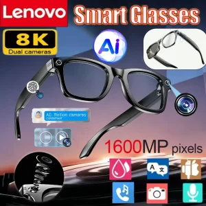 Lenovo 8K 16MP AI Smart Sunglasses – ChatGPT, Touch Control & Calls