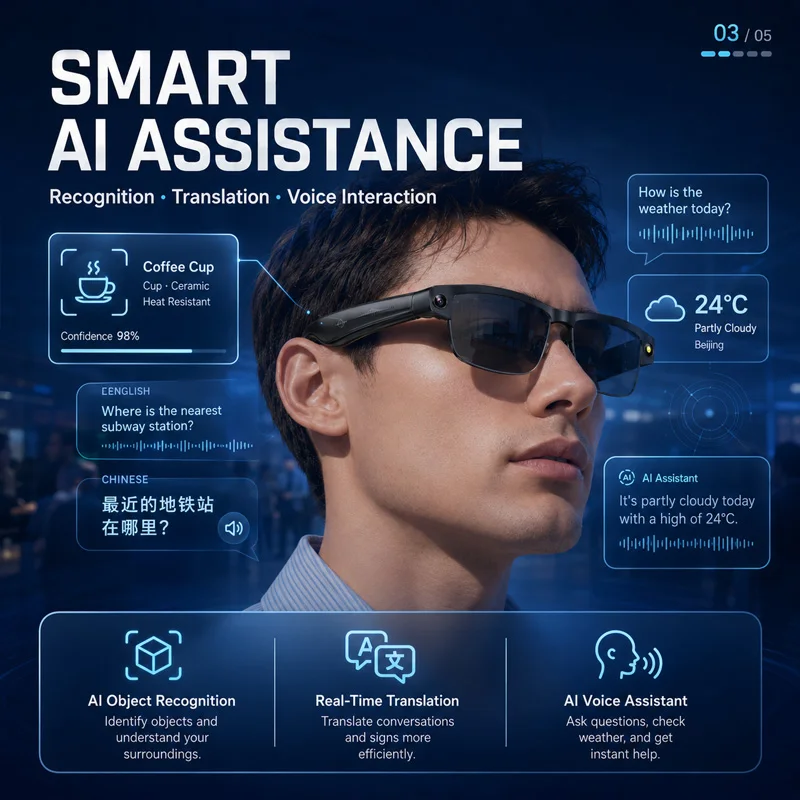 AIGLASSZ Vision V44 – 8MP AI Smart Glasses, Anti-Shake Video & Translation - Image 4