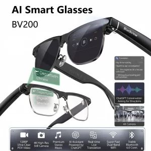 Blackview BV200 AI Smart Glasses – 12MP 4K Camera & Stereo Speakers