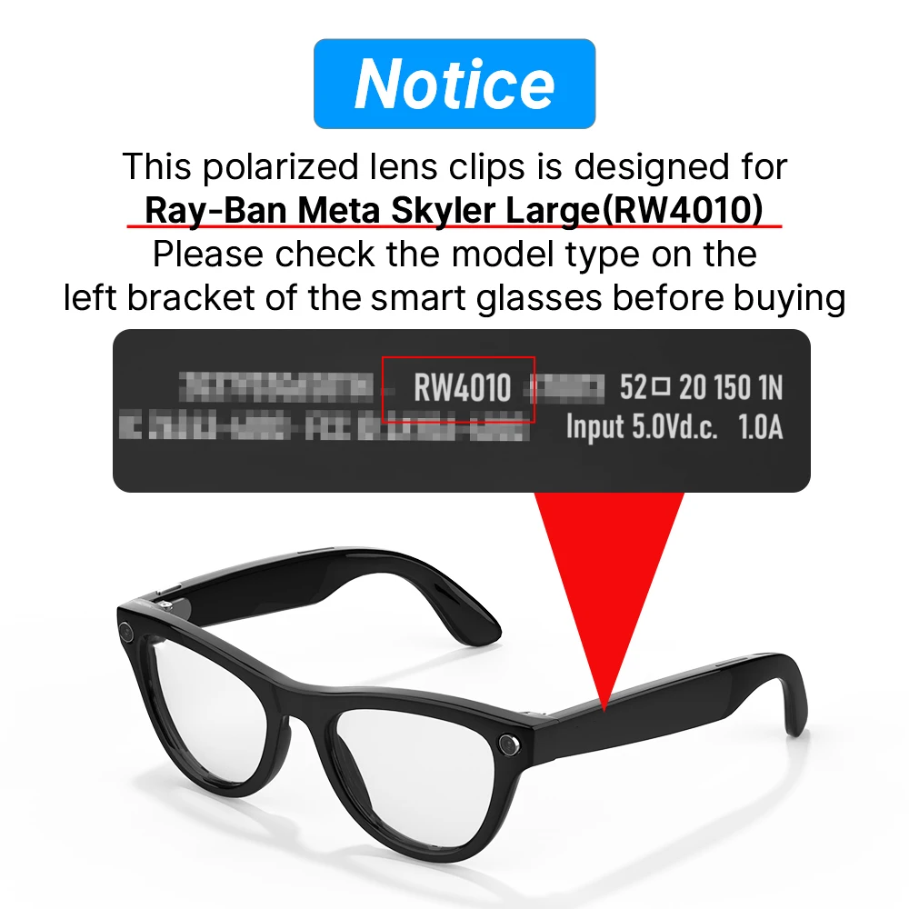 Hibloks UV Clip-On Lenses for Ray-Ban Meta Skyler Gen 1 & 2 - Image 3