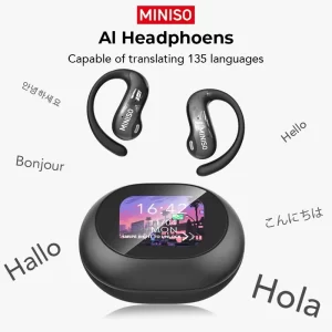 Miniso MS188 AI Translation Earbuds – HD Touchscreen Case