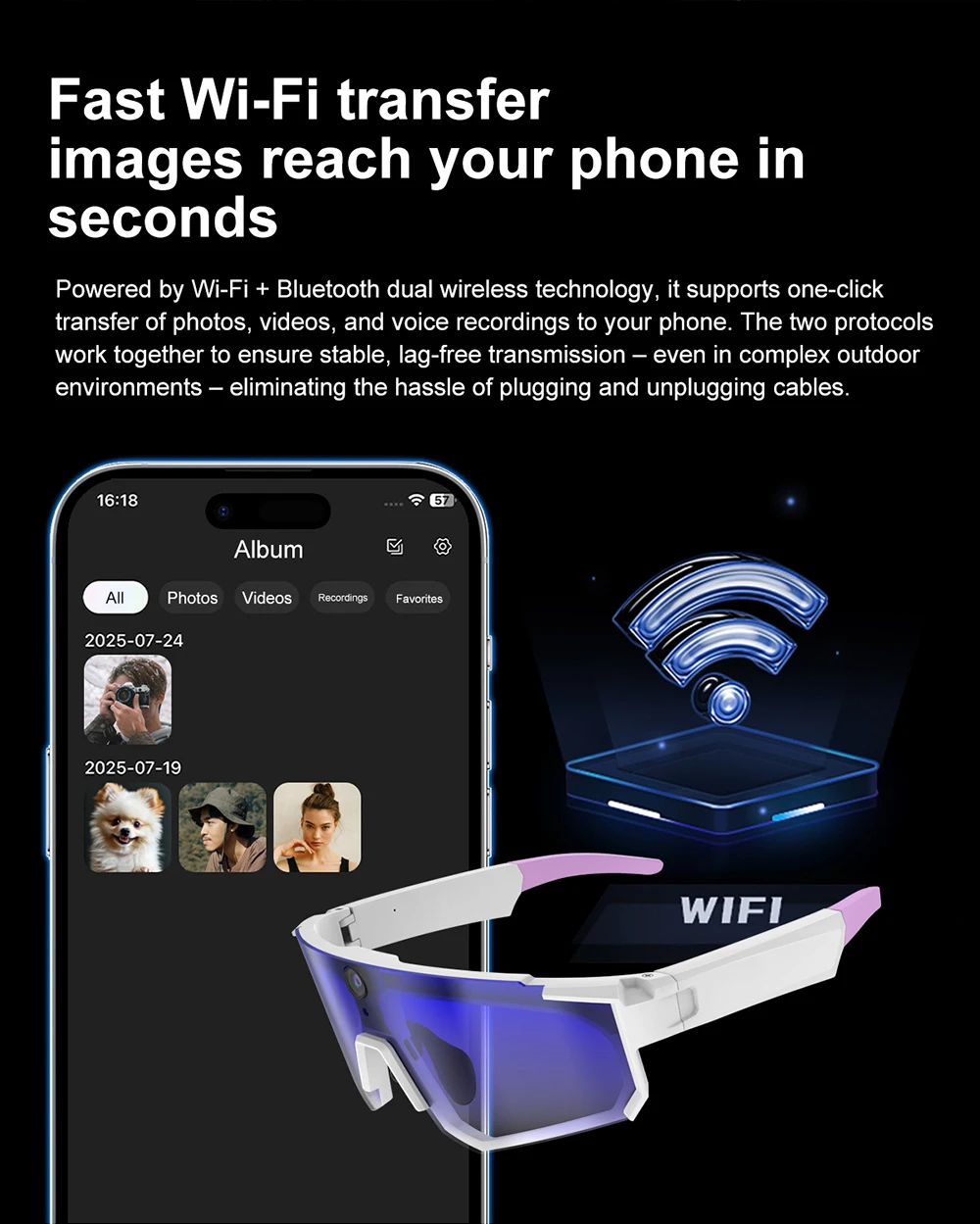 AIGLASSZ Vision V19 – AI Smart Glasses, 1080P Video, Remote Photo Capture & Translator - Image 6