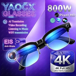 AIGLASSZ Vision V50 – 4K Ultra HD AI Smart Glasses, 8MP Camera, Voice Assistant