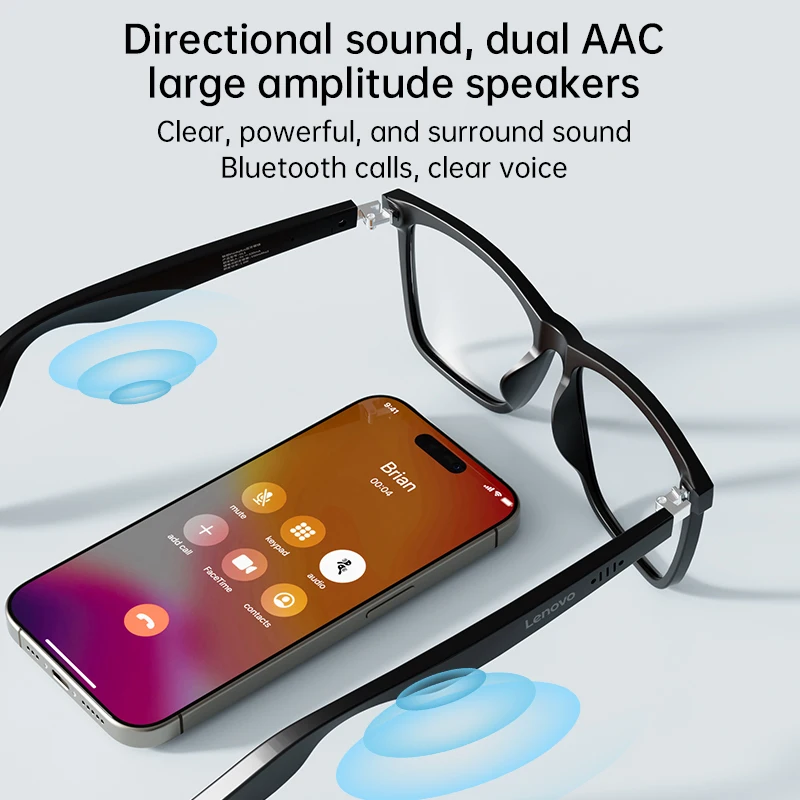 Lenovo Bluetooth 5.4 Audio Sunglasses – Surround Sound & HD Calls - Image 2