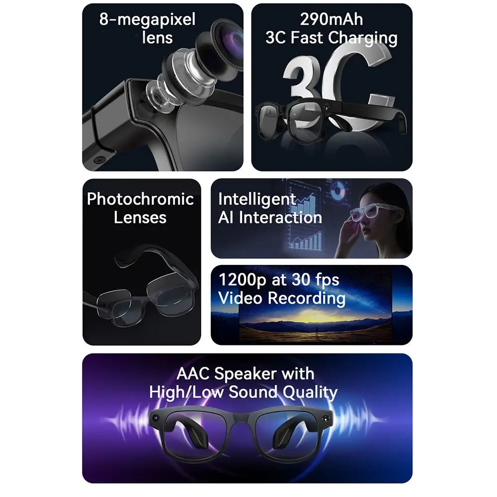 AIGLASSZ Vision V71 – 2-in-1 AI Smart Glasses, HD Video, Blue-Light Lenses - Image 5