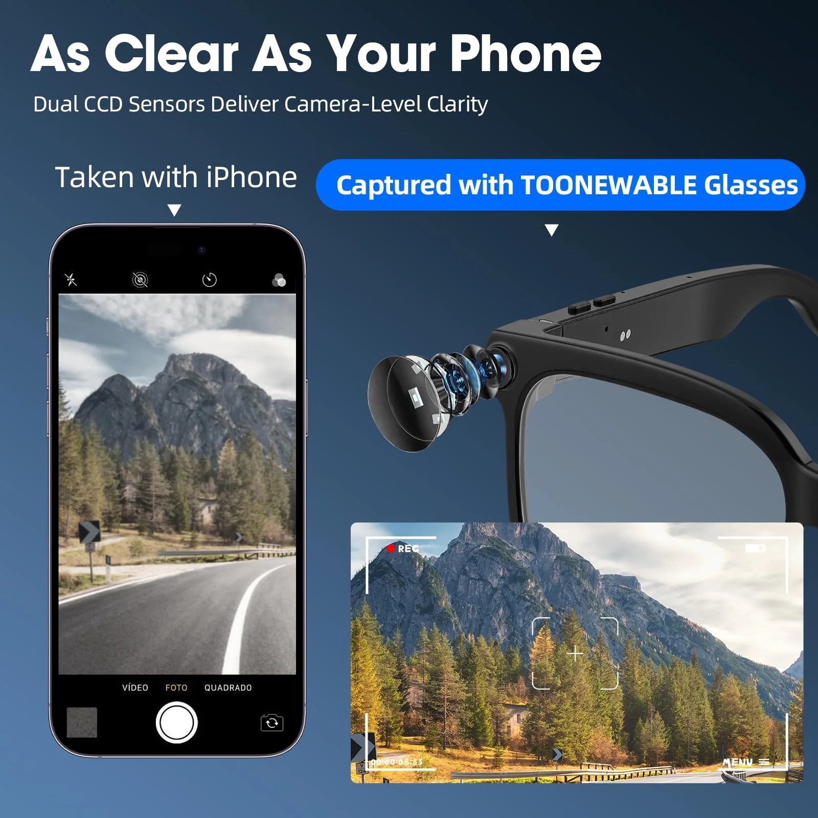 AIGLASSZ Vision V43 – 8MP Smart Camera Glasses, Photochromic Lenses, Translation - Image 3