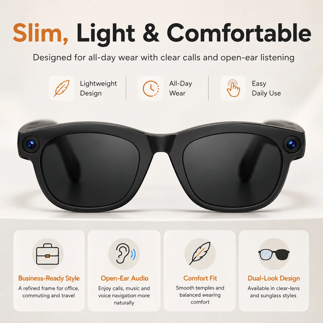 AIGLASSZ Vision V63 – 13MP POV AI Smart Glasses, Live Streaming, Translation & 32GB - Image 5