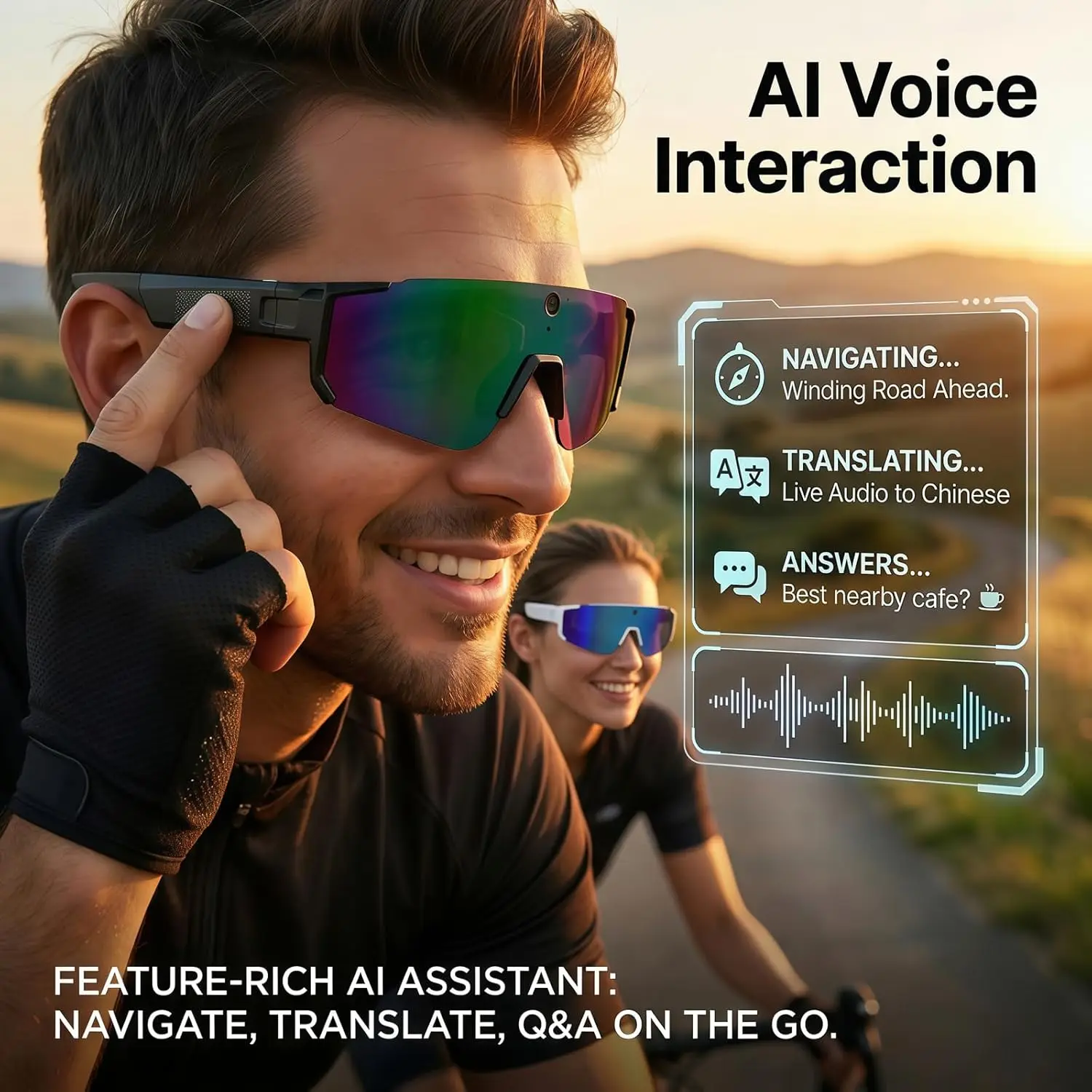 AIGLASSZ Vision V39 – ChatGPT AI Sport Sunglasses, 8MP Anti-Shake Camera, 32GB - Image 4