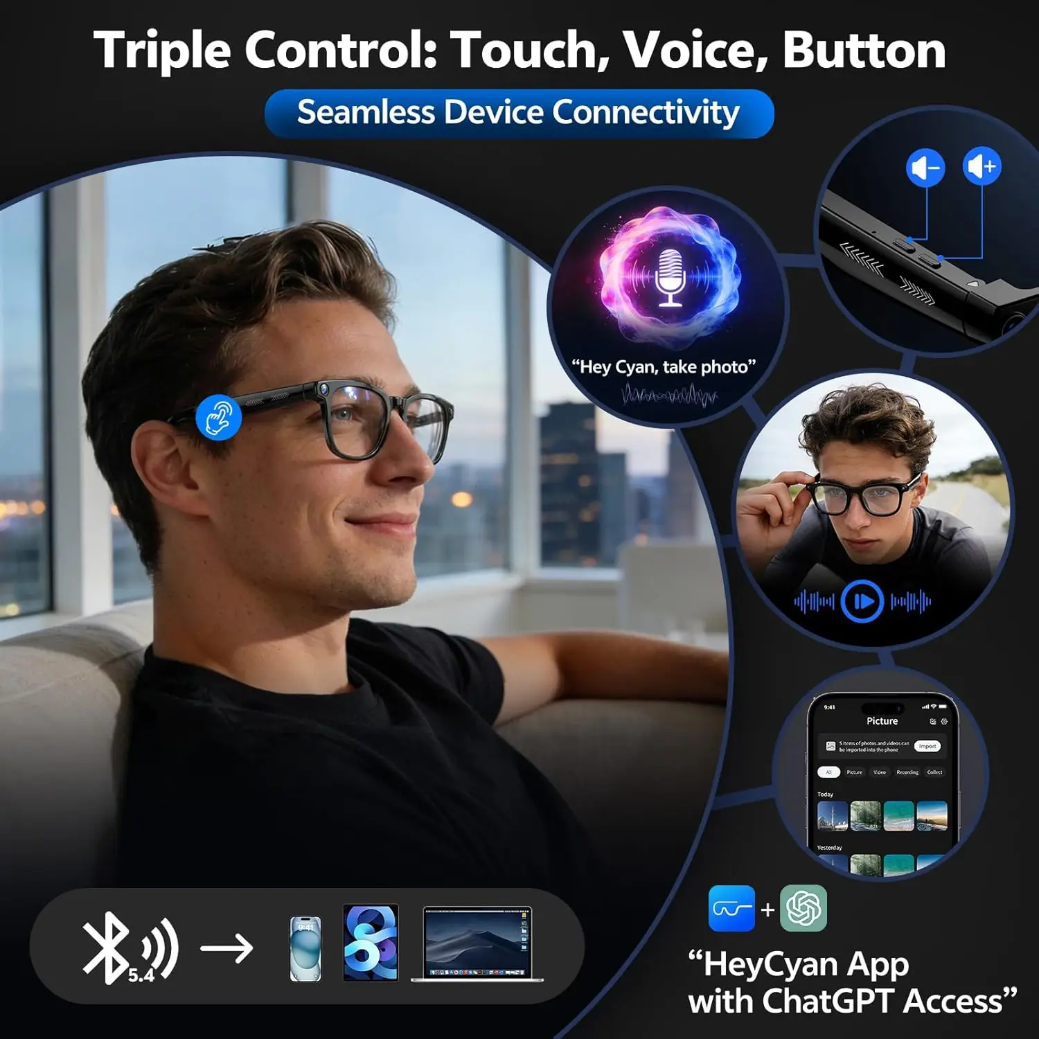 Lenovo Camera Smart Glasses – 150+ Language Translation & ChatGPT - Image 5
