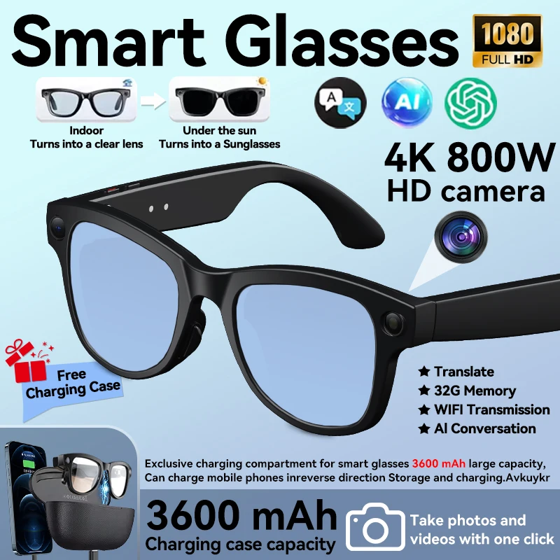 AIGLASSZ Vision V82 – AI Smart Glasses, 1080P Video, 3600mAh Case & 120-Language Translation - Image 7
