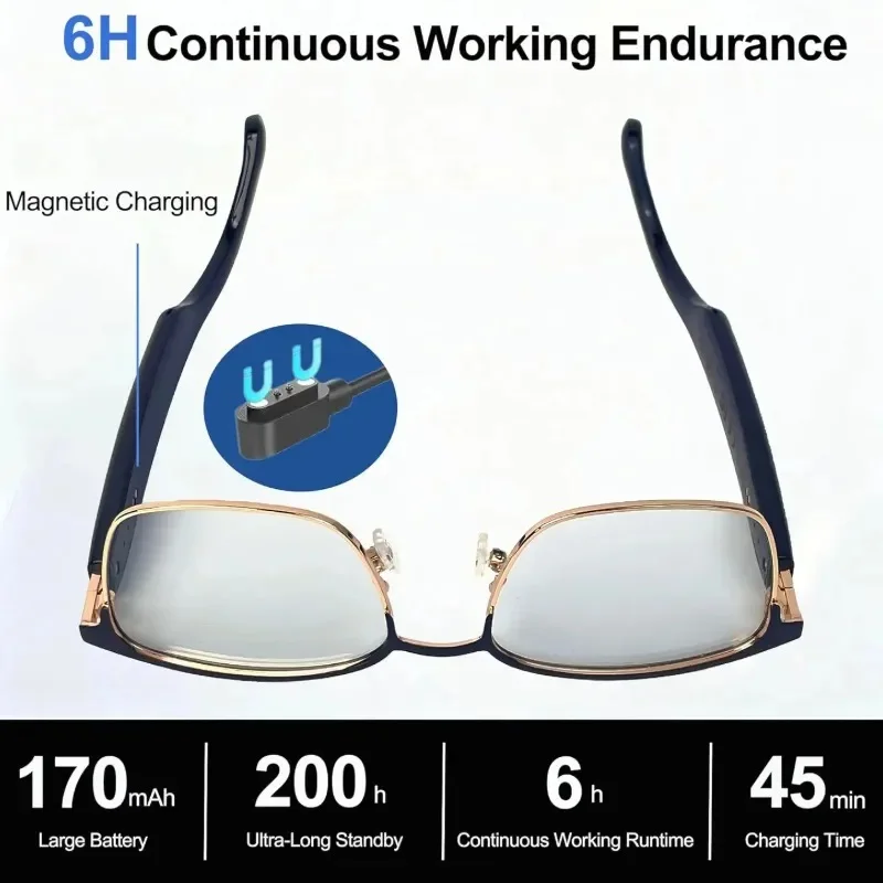 AIGLASSZ Tone T06 – Bluetooth Audio Reading Glasses, Blue-Light Blocking Metal Frame - Image 8