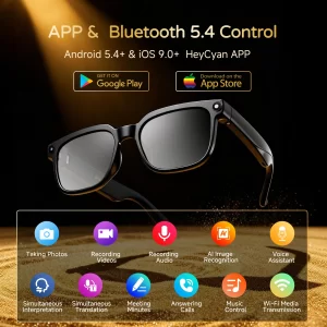 Amovan 4K AI Smart Glasses – 8MP Camera, Replaceable Lenses