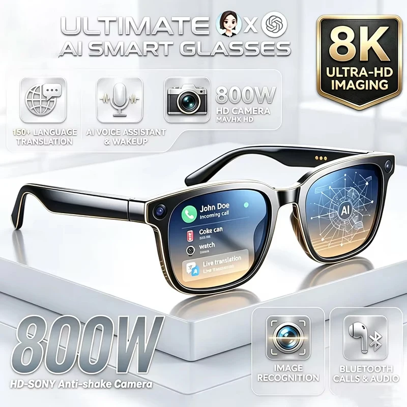 AIGLASSZ Vision V14 – 8K AI Smart Sunglasses, LED Indicator, Translation & Meeting