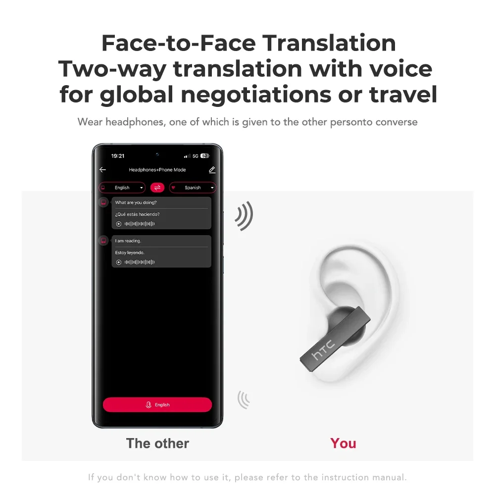 HTC NE40 Bluetooth 6.0 TWS Earbuds – AI Translator, Ultra HD Screen - Image 5