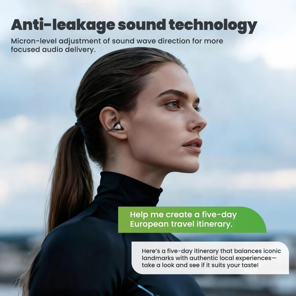 HTC NE67 Bluetooth 6.0 Ear-Clip AI Translator Earbuds with Chain - Image 4