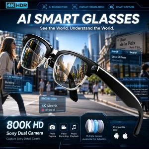 AIGLASSZ Vision V52 – Sunglasses, 8MP 4K Camera, Calls & Music (3 Lens Options)
