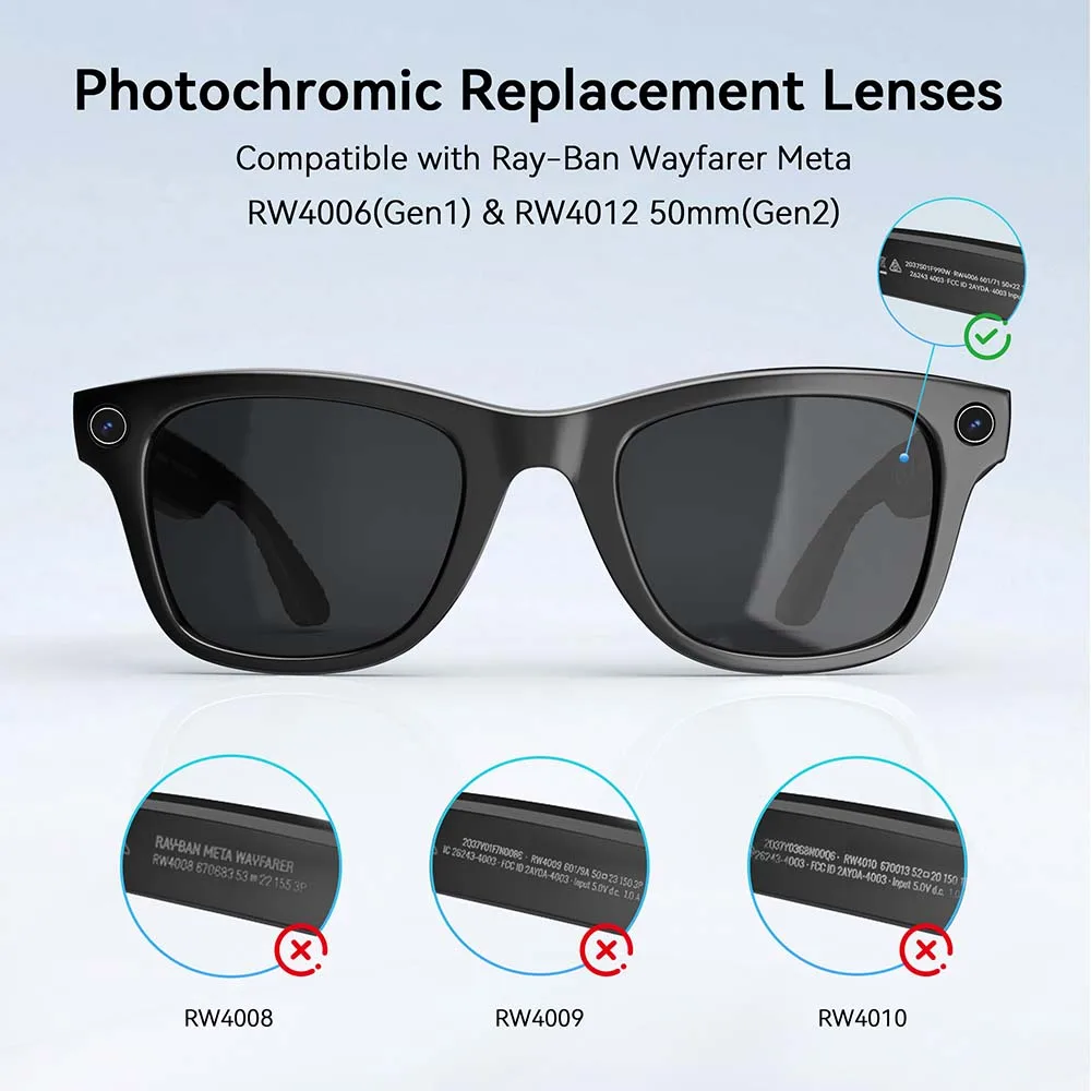 AMVR Lightweight Replacement Lenses for Ray-Ban Meta Wayfarer - Image 5
