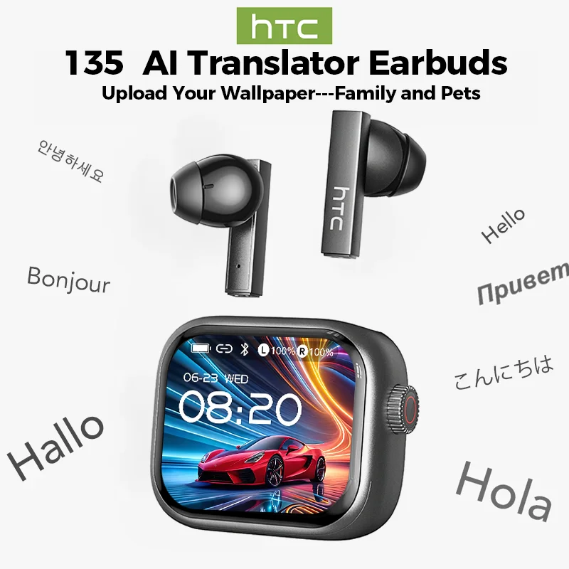 HTC NE40 Bluetooth 6.0 TWS Earbuds – AI Translator, Ultra HD Screen - Image 9