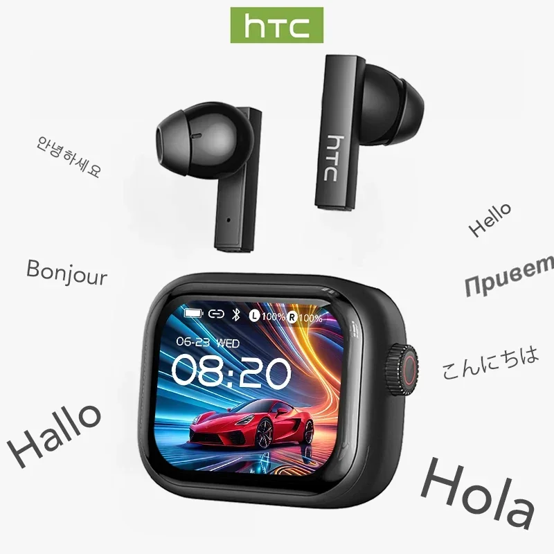 HTC NE40 Bluetooth 6.0 TWS Earbuds – AI Translator, Ultra HD Screen