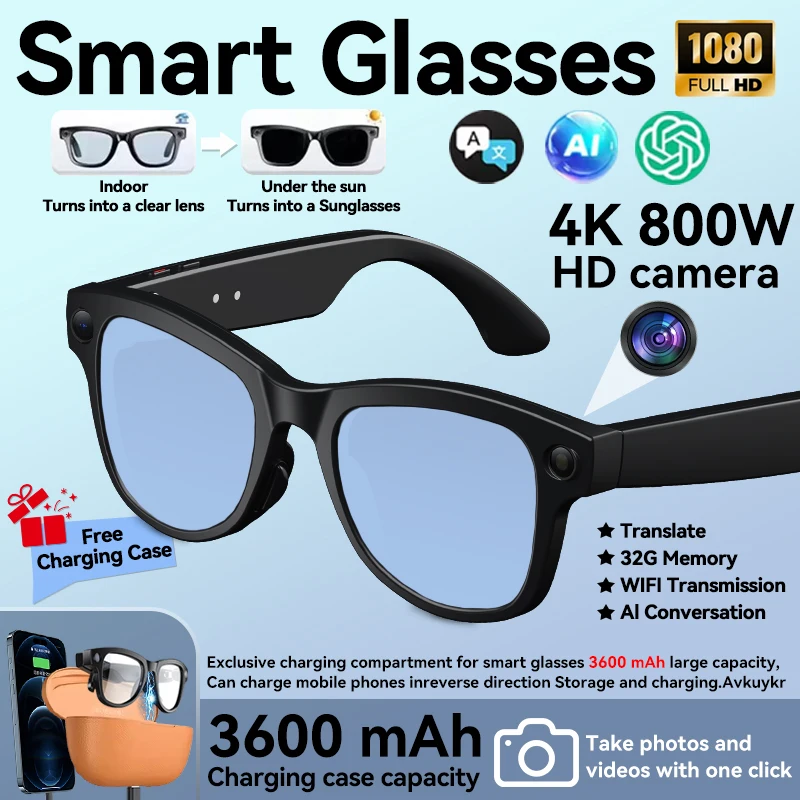 AIGLASSZ Vision V82 – AI Smart Glasses, 1080P Video, 3600mAh Case & 120-Language Translation - Image 10
