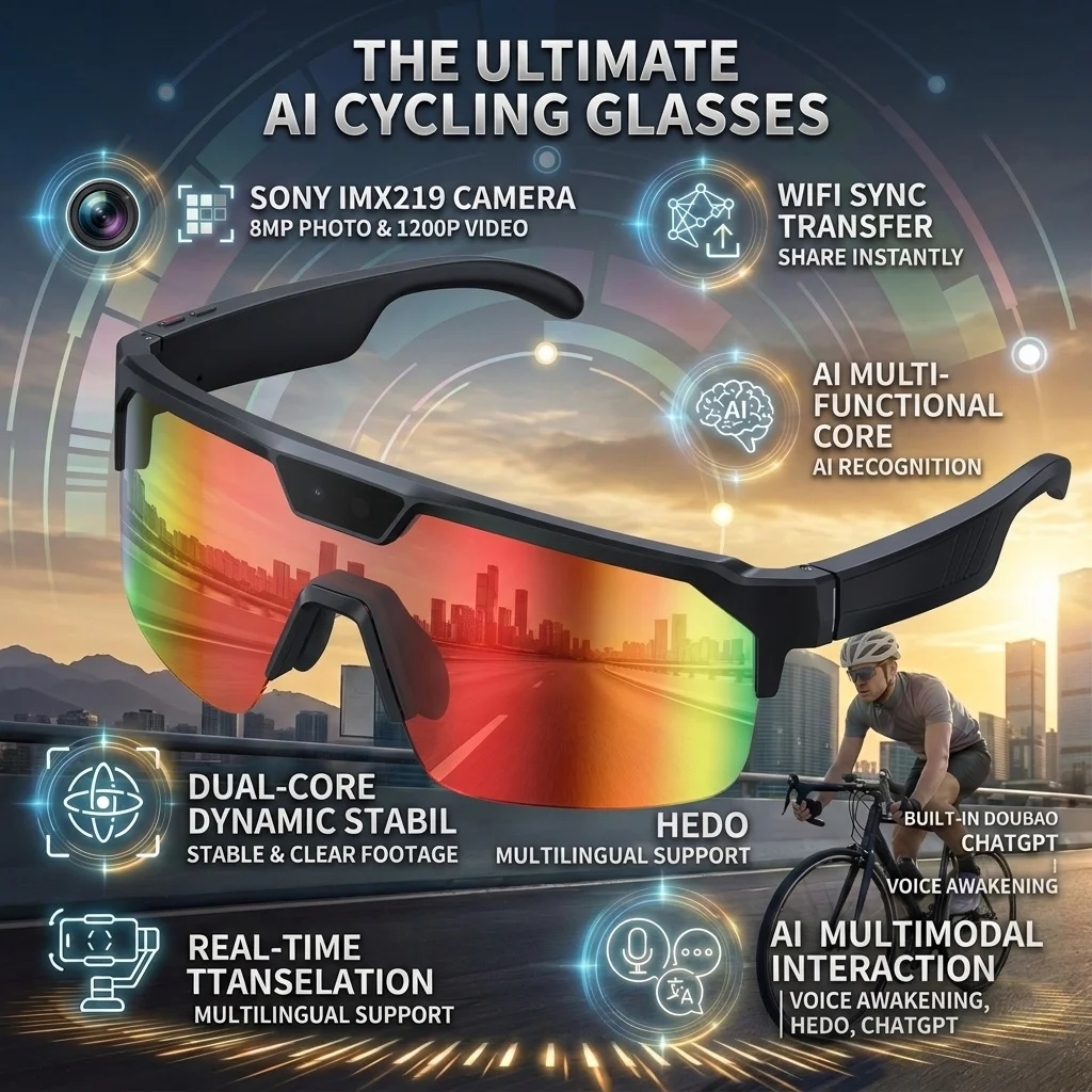 AIGLASSZ Vision V53 – AI Camera Glasses, POV Video, 30MP Photo & Object Recognition - Image 8