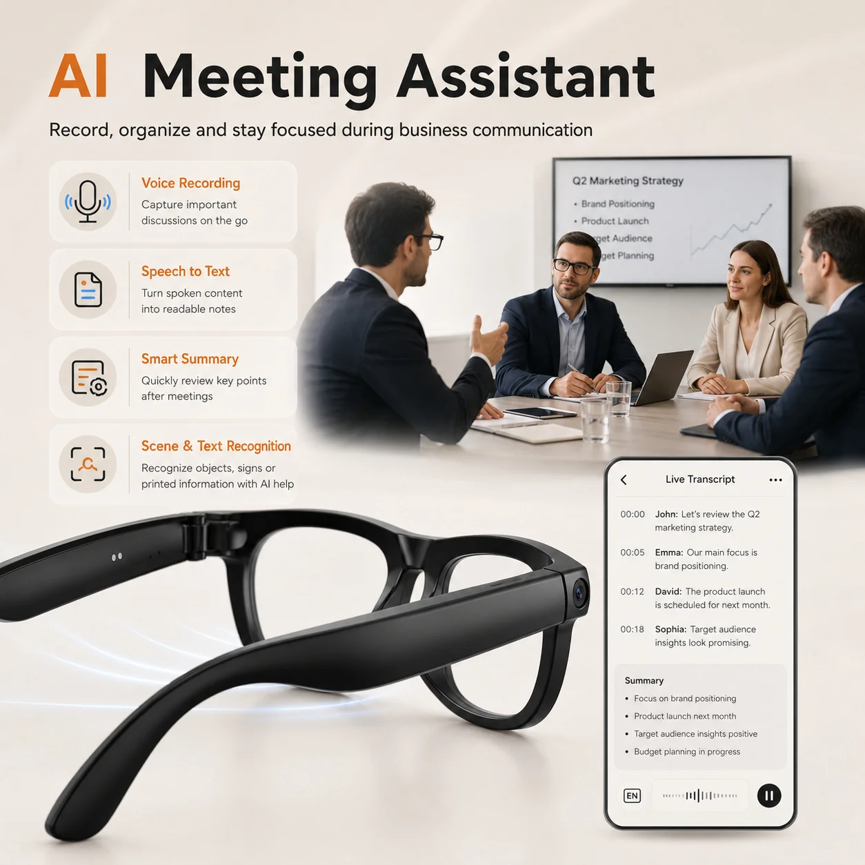 AIGLASSZ Vision V63 – 13MP POV AI Smart Glasses, Live Streaming, Translation & 32GB - Image 4