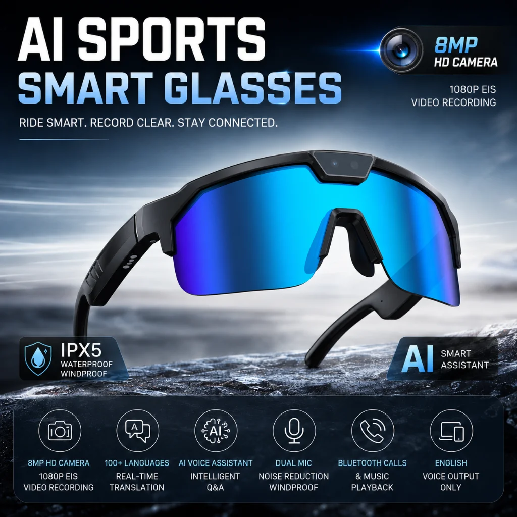 AIGLASSZ Vision V61 – 8MP Camera Smart Sunglasses, AI Assistant, EIS Video - Image 7