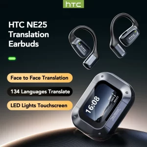 HTC NE25 AI Translator Earbuds – LCD Touch Screen Case & HD Mic