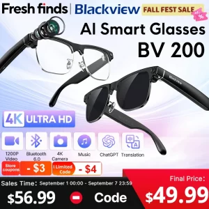 Blackview BV200 Smart Glasses – 8MP 4K Camera & AI Translation