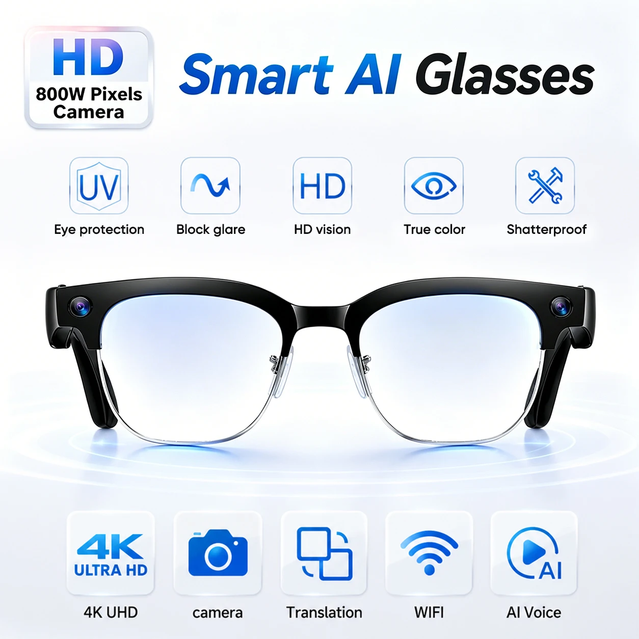 AIGLASSZ Vision V52 – Sunglasses, 8MP 4K Camera, Calls & Music (3 Lens Options) - Image 7