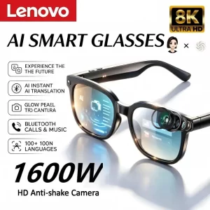 Lenovo 8K Camera Smart Glasses – 150+ Language Translation & ChatGPT