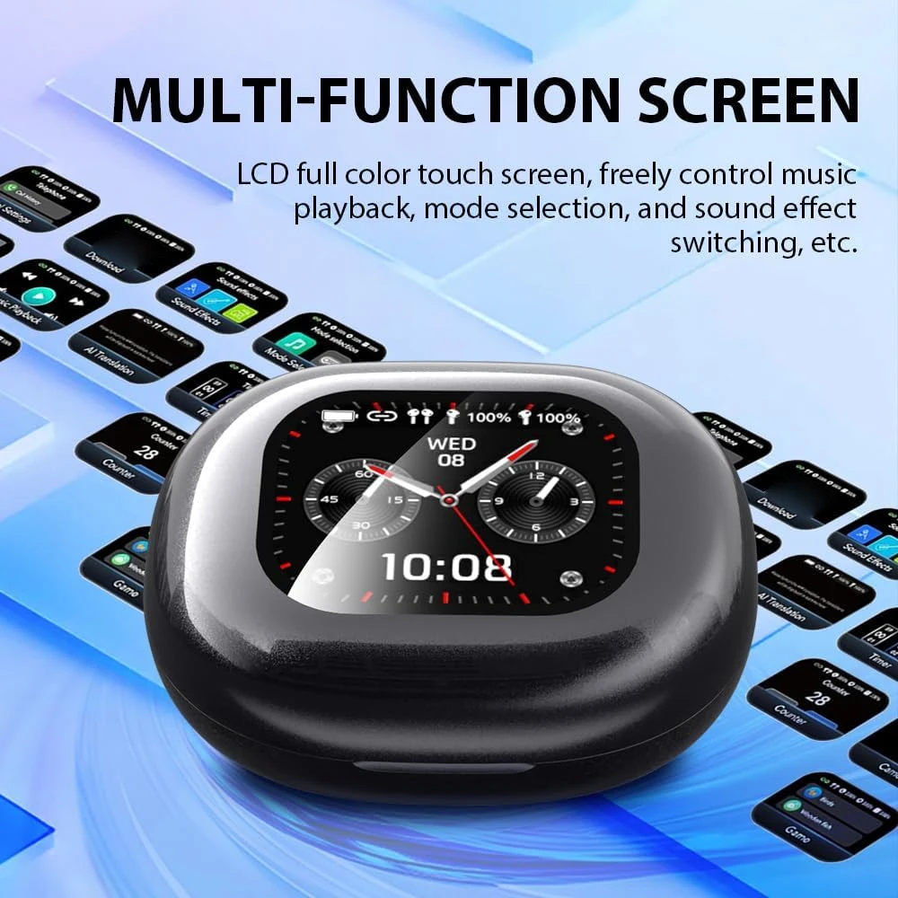Uyuxio Open-Ear AI Translation Earbuds – 144 Languages, LCD Screen - Image 6