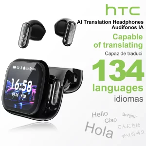 HTC NE68 AI Translator Earbuds – LCD Screen Case, Noise Reduction